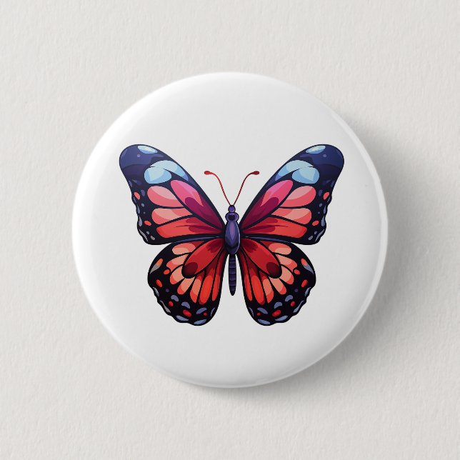 Badge Rond 5 Cm Illustration du papillon de dessin (Devant)