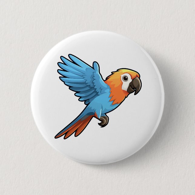 Badge Rond 5 Cm Illustration du perroquet de dessin (Devant)