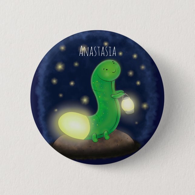 Badge Rond 5 Cm Illustration du ver vert mou (Devant)