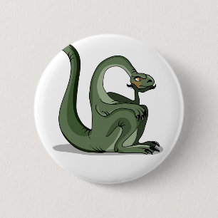 Badge Rond 5 Cm Illustration D'Un Brontosaurus Caricaturé Qui Pens