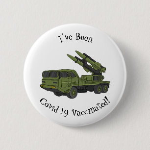 Badge Rond 5 Cm Illustration d'un camion de missiles militaires