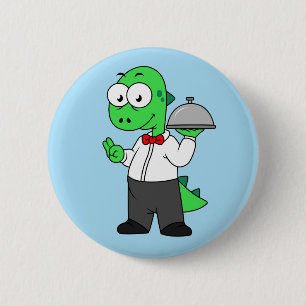 Badge Rond 5 Cm Illustration D'Un Gardien Alimentaire Tyrannosauru