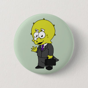 Badge Rond 5 Cm Illustration D'Un Homme D'Affaires Tricératops.