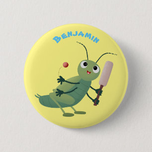 Badge Rond 5 Cm Illustration d'un insecte du cricket vert mou