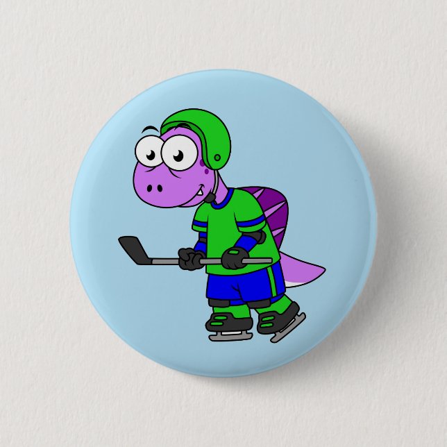 Badge Rond 5 Cm Illustration D'Un Joueur De Spinosaurus. (Devant)