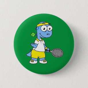 Badge Rond 5 Cm Illustration D'Un Joueur De Tennis Tyrannosaurus R