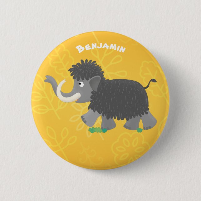 Badge Rond 5 Cm Illustration d'un mammouth laineux mou (Devant)