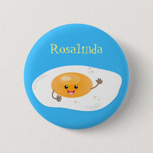Badge Rond 5 Cm Illustration d'un oeuf frit Cute kawaii