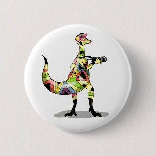 Badge Rond 5 Cm Illustration D'Un Photographe Iguanodon.