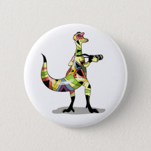 Badge Rond 5 Cm Illustration D'Un Photographe Iguanodon.