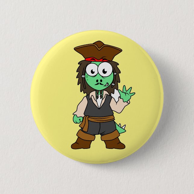 Badge Rond 5 Cm Illustration D'Un Pirate De Stegosaurus, Jack Spar (Devant)