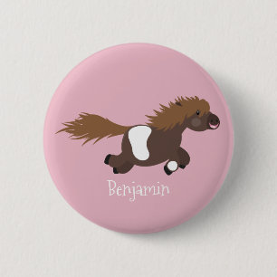 Badge Rond 5 Cm Illustration d'un poney de Shetland mignon