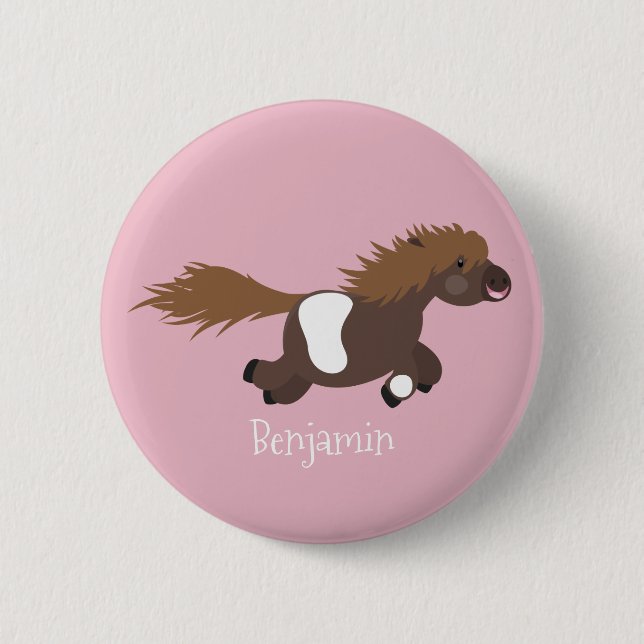 Badge Rond 5 Cm Illustration d'un poney de Shetland mignon (Devant)