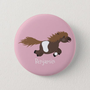 Badge Rond 5 Cm Illustration d'un poney de Shetland mignon