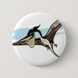 Badge Rond 5 Cm Illustration D'Un Pteranodon Dinosaure.