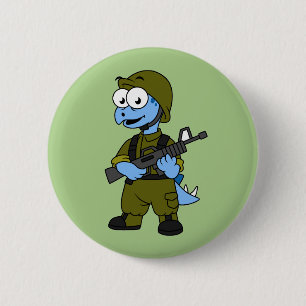 Badge Rond 5 Cm Illustration D'Un Soldat De Stegosaurus.