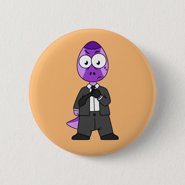 Badge Rond 5 Cm Illustration D'Un Transporteur Pachycéphalosaure. (Devant)