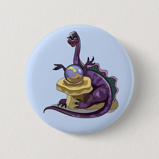 Badge Rond 5 Cm Illustration D'Un Vendeur Fortune Plateosaurus. (Devant)