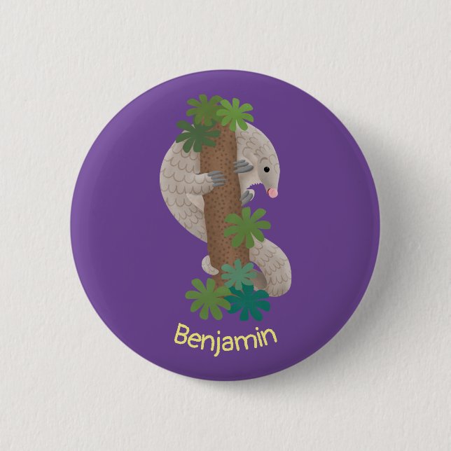 Badge Rond 5 Cm Illustration d'une anteure de pangolin mignonne (Devant)