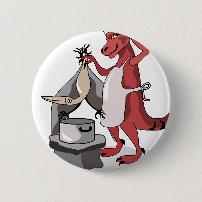 Badge Rond 5 Cm Illustration D'Une Cuisine De Chef Tyrannosaurus R (Devant)
