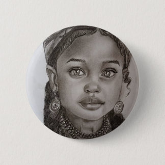 Badge Rond 5 Cm Illustration élégante de fille au fusain et au cra