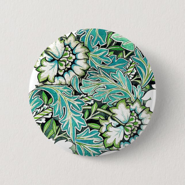 Badge Rond 5 Cm Illustration florale Art nouveau william morris (Devant)