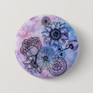 Badge Rond 5 Cm Illustration florale sur l'aquarelle par Megaflora