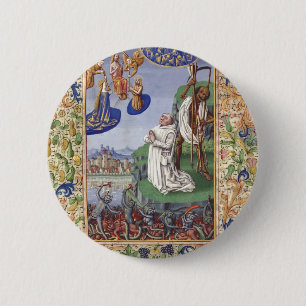 Badge Rond 5 Cm Illustration médiévale de saint Bernard de Clairva