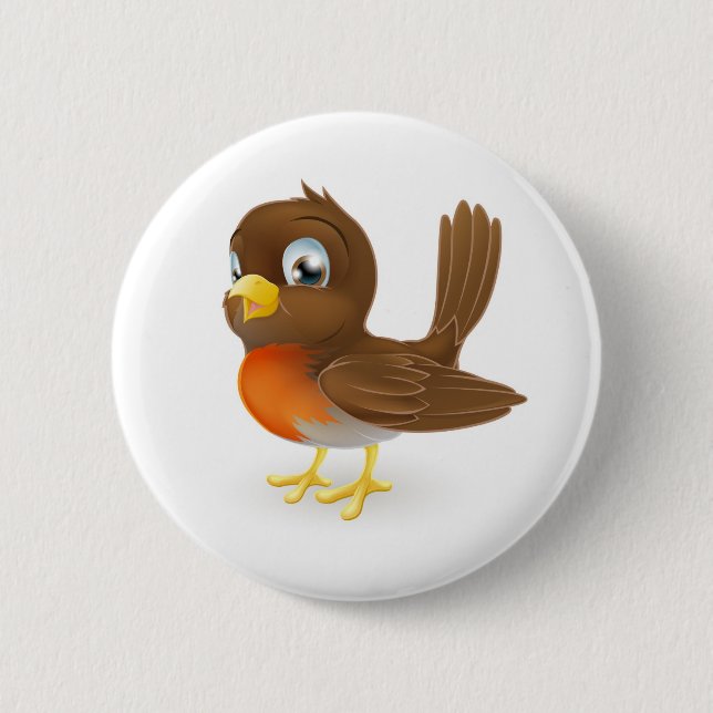 Badge Rond 5 Cm Illustration mignonne de Robin de bande dessinée (Devant)