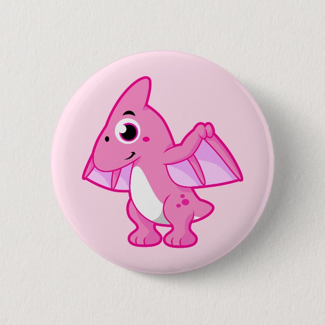 Badge Rond 5 Cm Illustration Mignonne D'Un Pterodactyl. (Devant)