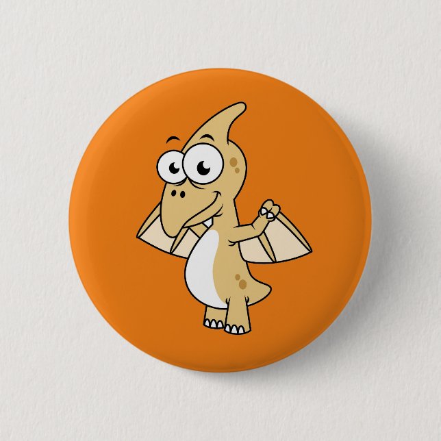 Badge Rond 5 Cm Illustration Mignonne D'Un Pterodactyl. 2 (Devant)