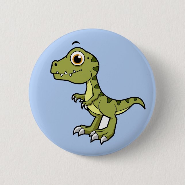 Badge Rond 5 Cm Illustration Mignonne D'Un Rex Tyrannosaurus. (Devant)