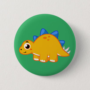 Badge Rond 5 Cm Illustration Mignonne D'Un Stegosaurus.