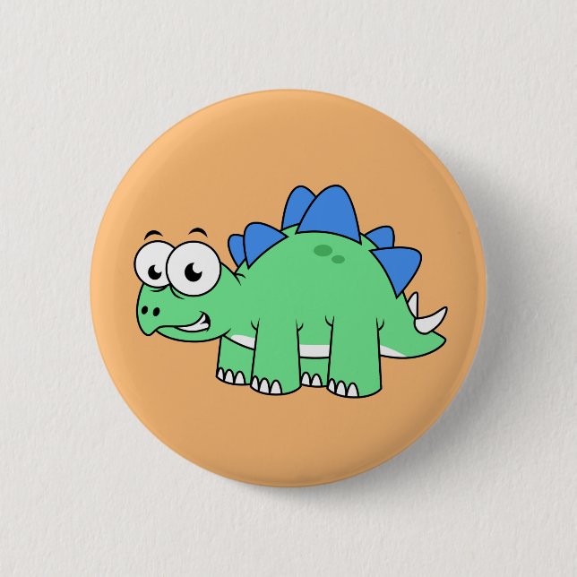 Badge Rond 5 Cm Illustration Mignonne D'Un Stegosaurus. 2 (Devant)