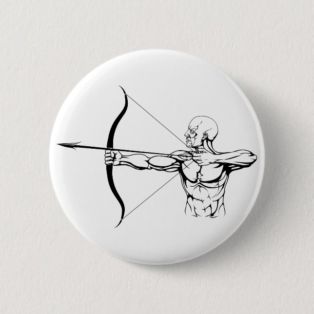 Badge Rond 5 Cm Illustration noire et blanche d'archer (Devant)
