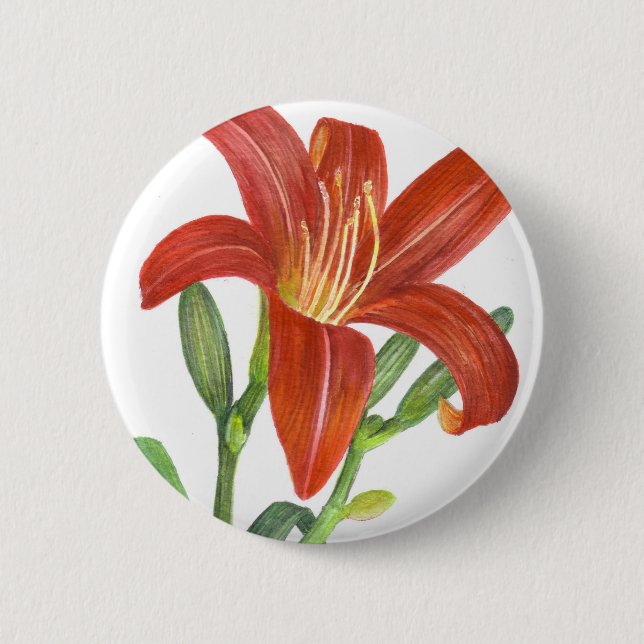 Badge Rond 5 Cm Illustration Orange Lily Botanical (Devant)