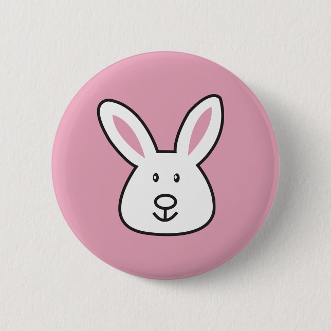 Badge Rond 5 Cm Illustration Pastel Pink Cute Bunny Pâques (Devant)