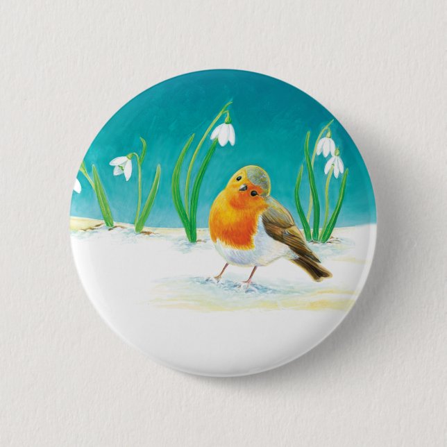 Badge Rond 5 Cm Illustration Red Robin Bird (Devant)
