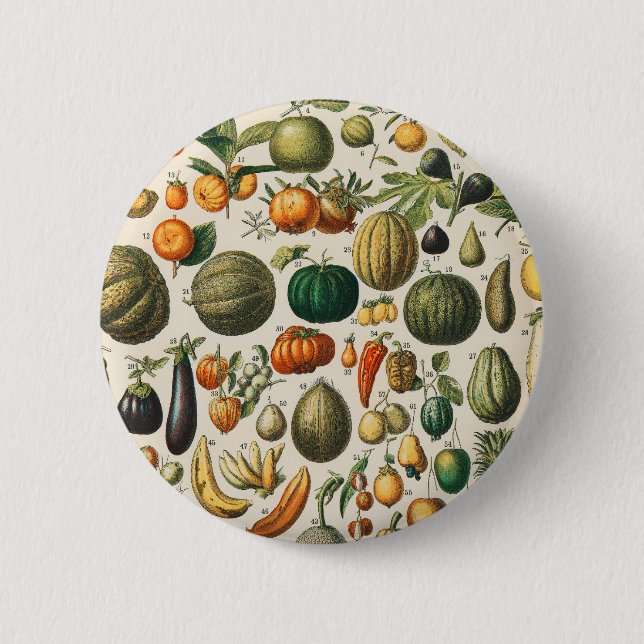 Badge Rond 5 Cm Illustration scientifique végétale des fruits (Devant)