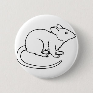 Badge Rond 5 Cm Illustration stylisée de rat