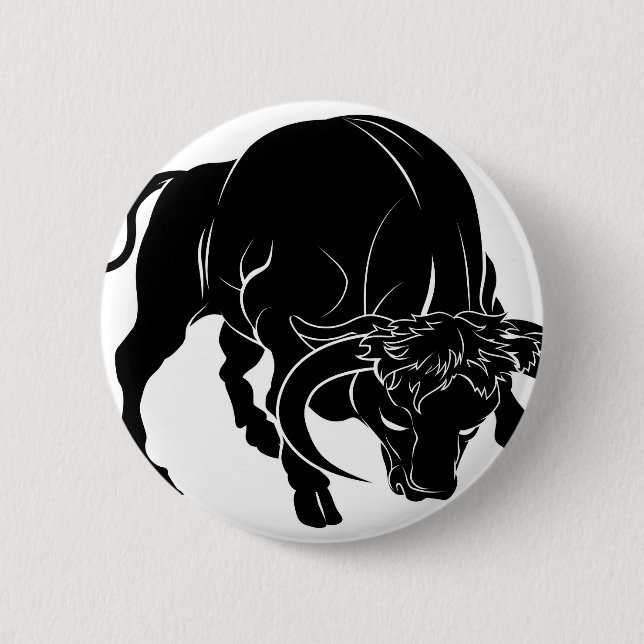 Badge Rond 5 Cm Illustration stylisée de taureau (Devant)