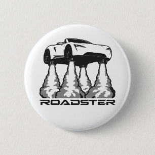 Badge Rond 5 Cm Illustration vectorielle de roadster volant futuri