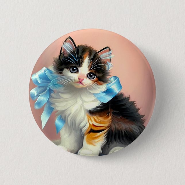 Badge Rond 5 Cm Illustration vintage Calico Kitten (Devant)