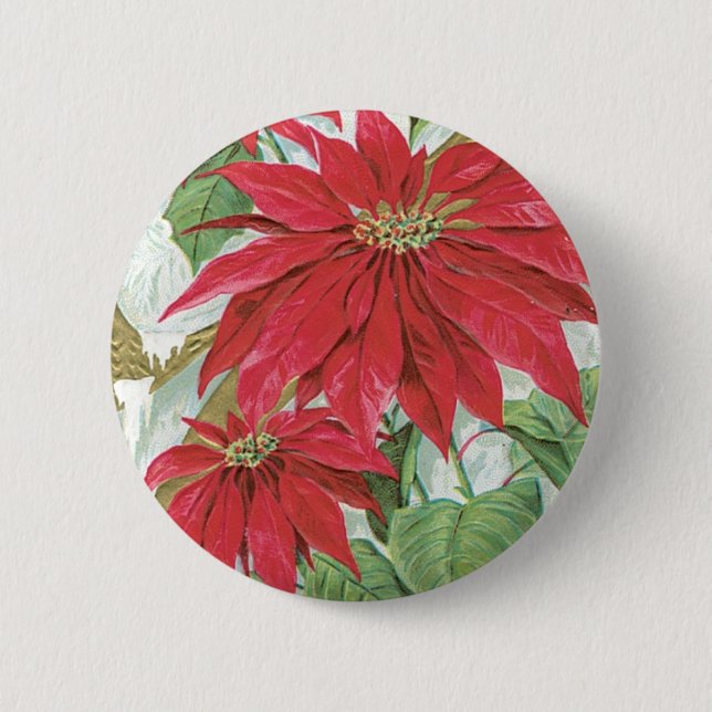 Badge Rond 5 Cm Illustration vintage de poinsettia (Devant)