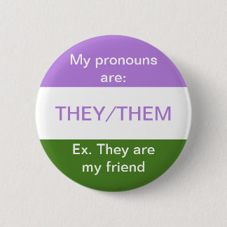 Badge Rond 5 Cm Ils/eux pronouns bouton drapeau de la genderqueer