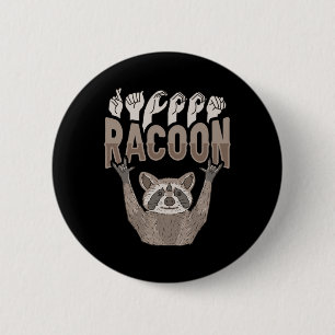 Badge Rond 5 Cm Ily Raton Laveur Asl Geste De La Main Perte Auditi