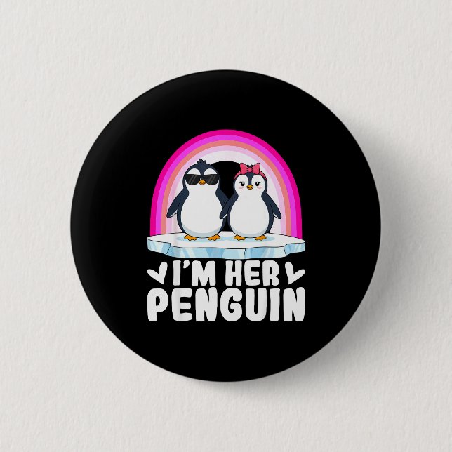 Badge Rond 5 Cm I'm Her Penguin Matching Couple Valentine Love Hea (Devant)