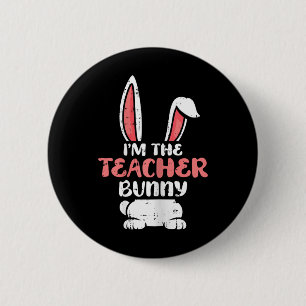 Badge Rond 5 Cm Im L'Enseignant Lapin Pâques Chasse Aux Oeufs Prin