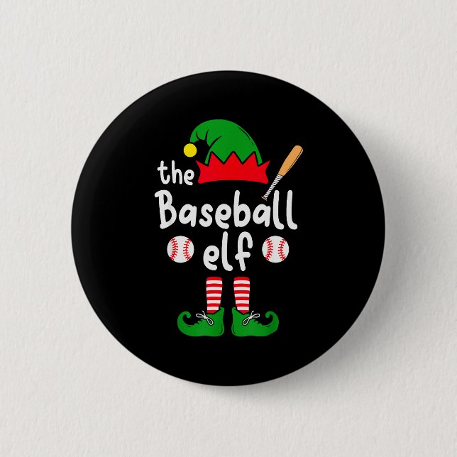 Badge Rond 5 Cm I'm The Baseball Elf Christmas Family Matching Paj (Devant)