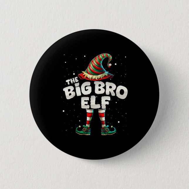 Badge Rond 5 Cm I'm The Brother Elf Family Matching Group Christma (Devant)